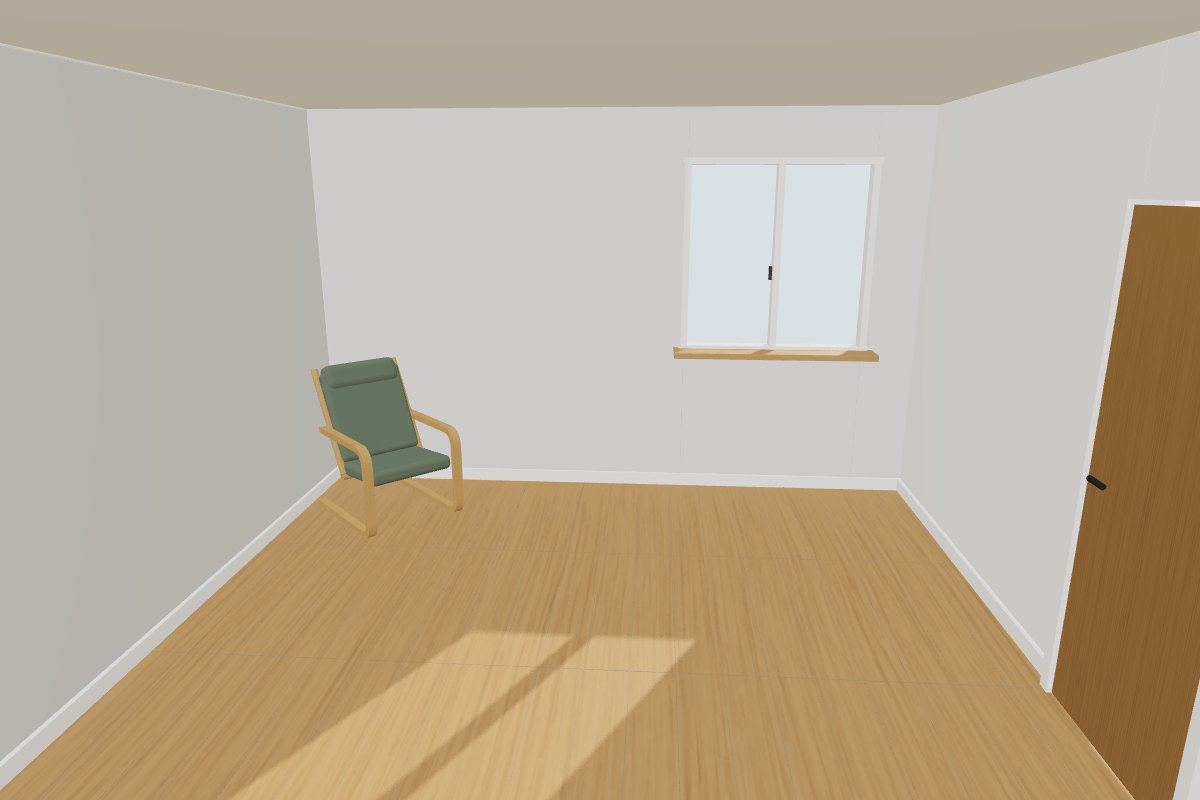 The room before capture, with the armchair that stays